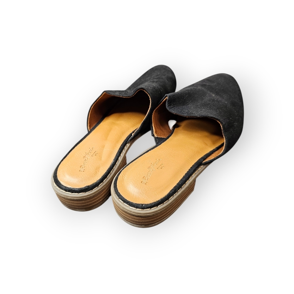 Universal Thread Black Suede Mule Slides Women’s Size 8.5 Slip On Block Heel - Picture 5 of 7